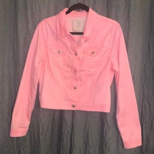 Fluorescent Pink Denim Jacket.
